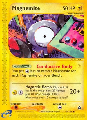 Magnemite (91) 91/147 - Aquapolis Reverse Holofoil