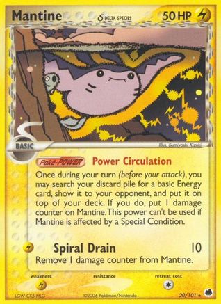 Mantine (Delta Species) 20/101 - Dragon Frontiers Reverse Holofoil - Poke-Collect