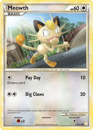 Meowth 75/123 - HeartGold & SoulSilver Reverse Holofoil - Poke-Collect