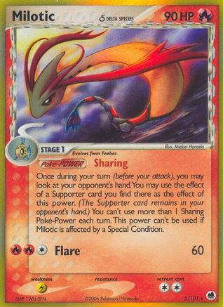 Milotic (Delta Species) 5/101 - Dragon Frontiers Reverse Holofoil - Poke-Collect