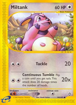 Miltank 94/147 - Aquapolis Reverse Holofoil - Poke-Collect