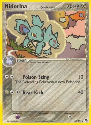 Nidorina (Delta Species) 34/101 - Dragon Frontiers Reverse Holofoil - Poke-Collect