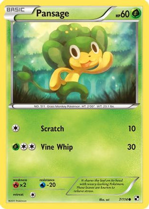 Pansage 7/114 - Black & White Reverse Holofoil - Poke-Collect