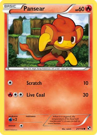 Pansear 21/114 - Black and White Reverse Holofoil - Poke-Collect