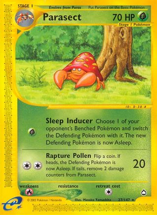 Parasect 27/147 - Aquapolis Reverse Holofoil - Poke-Collect