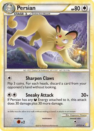 Persian 27/123 - HeartGold SoulSilver Reverse Holofoil - Poke-Collect