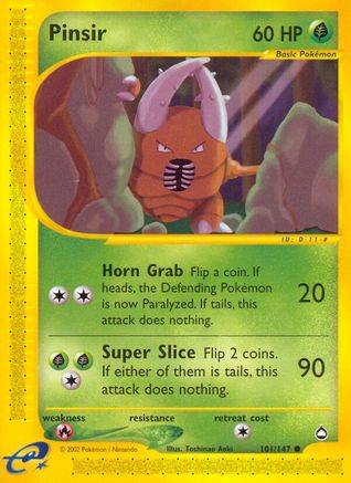 Pinsir 101/147 - Aquapolis Reverse Holofoil - Poke-Collect