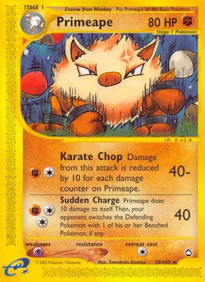 Primeape 29/147 - Aquapolis Reverse Holofoil - Poke-Collect