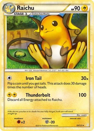 Raichu 10/123 - HeartGold & SoulSilver Reverse Holofoil - Poke-Collect