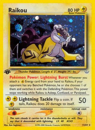 Raikou (13) 13/64 - Neo Revelation Unlimited Holofoil - Poke-Collect