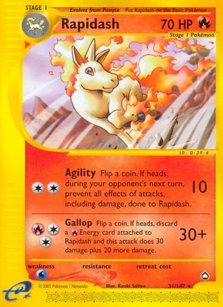 Rapidash 31/147 - Aquapolis Reverse Holofoil - Poke-Collect