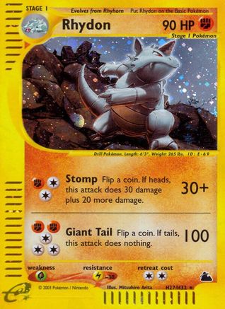 Rhydon (H27) H27/144 - Skyridge Holofoil - Poke-Collect