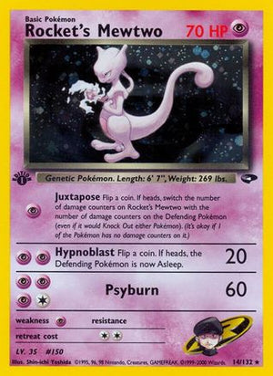 Rocket's Mewtwo 14/132 - Gym Challenge Unlimited Holofoil - Poke-Collect