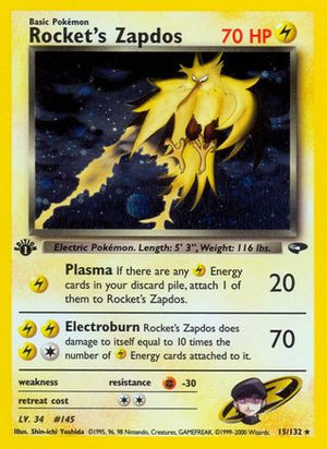 Rocket's Zapdos 15/132 - Gym Challenge 1st Edition Holofoil - Poke-Collect