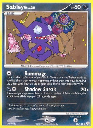 Sableye 63/132 - Secret Wonders Reverse Holofoil - Poke-Collect