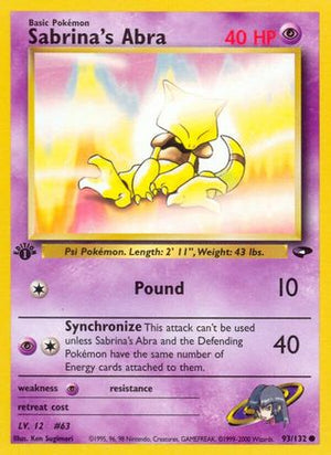 Sabrina's Abra 93/132 - Gym Challenge 1st Edition - Poke-Collect