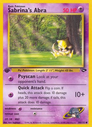 Sabrina's Abra 94/132 - Gym Challenge 1st Edition - Poke-Collect