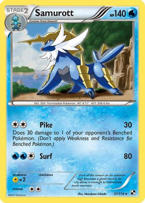 Samurott (31) 31/114 - Black and White Holofoil - Poke-Collect