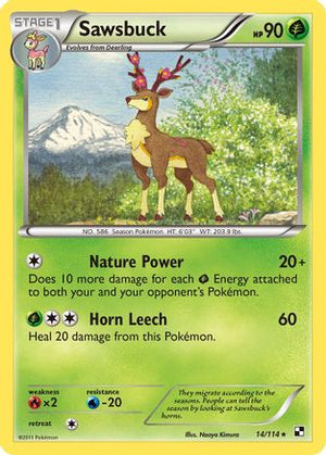 Sawsbuck 14/114 - Black and White Reverse Holofoil - Poke-Collect