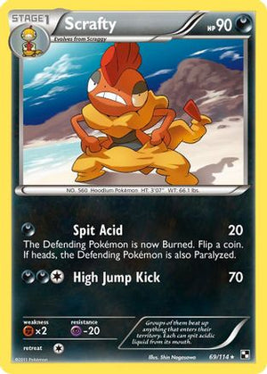 Scrafty 69/114 - Black and White Reverse Holofoil - Poke-Collect