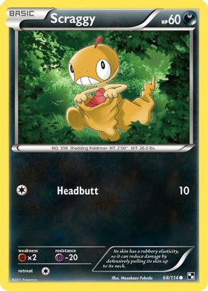 Scraggy 68/114 - Black & White Reverse Holofoil - Poke-Collect