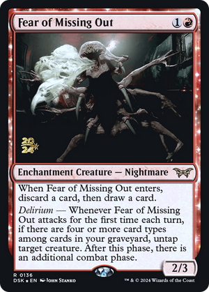 Fear of Missing Out (PRE-136) - Duskmourn: House of Horror Promos: (enchantment) Foil