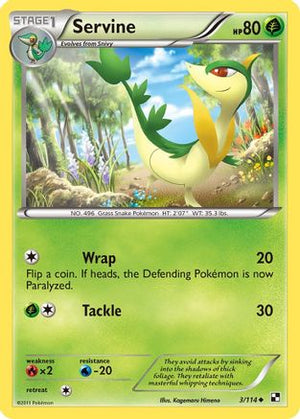 Servine (3) 3/114 - Black and White Reverse Holofoil - Poke-Collect