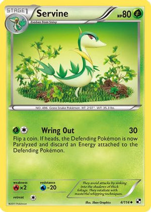 Servine (4) 4/114 - Black and White Reverse Holofoil - Poke-Collect