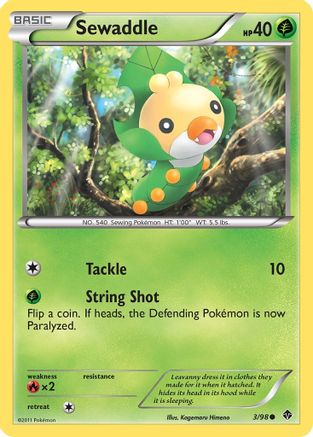 Sewaddle (3) 3/98 - Emerging Powers Reverse Holofoil - Poke-Collect