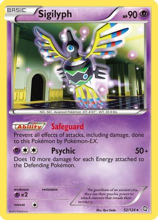 Sigilyph 52/124 - Dragons Exalted Reverse Holofoil - Poke-Collect