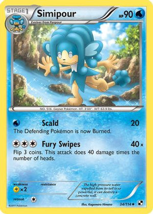 Simipour 34/114 - Black & White Reverse Holofoil - Poke-Collect