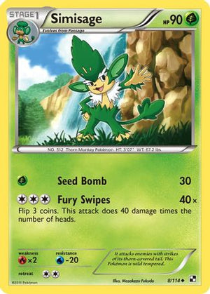 Simisage 8/114 - Black & White Reverse Holofoil - Poke-Collect