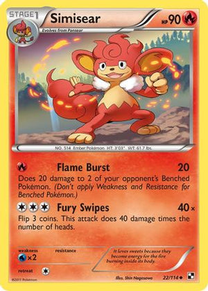 Simisear 22/114 - Black & White Reverse Holofoil - Poke-Collect