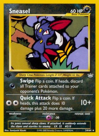Sneasel 24/64 - Neo Revelation 1st Edition - Poke-Collect