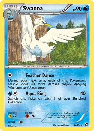 Swanna 37/114 - Black & White Reverse Holofoil - Poke-Collect