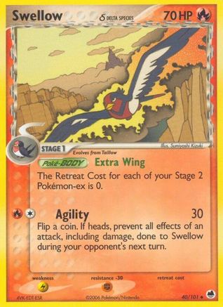 Swellow δ 40/101 - Dragon Frontiers Reverse Holofoil - Poke-Collect