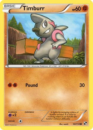 Timburr 58/114 - Black & White Reverse Holofoil - Poke-Collect