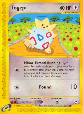 Togepi 114/147 - Aquapolis Reverse Holofoil - Poke-Collect