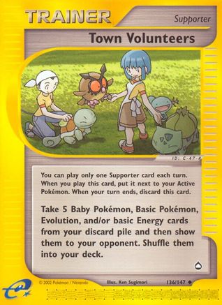 Town Volunteers 136/147 - Aquapolis Reverse Holofoil - Poke-Collect