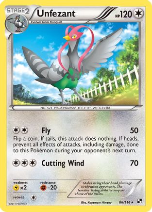 Unfezant 86/114 - Black & White - Poke-Collect