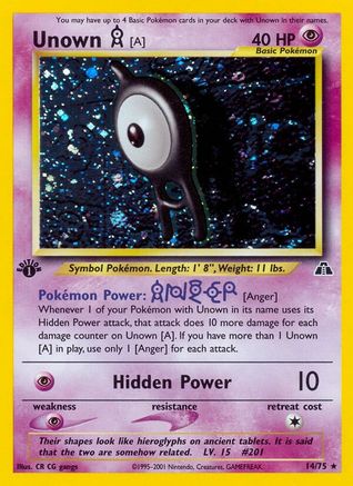 Unown [A] 14/75 - Neo Discovery 1st Edition Holofoil - Poke-Collect