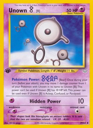 Unown [B] 39/64 - Neo Revelation 1st Edition - Poke-Collect
