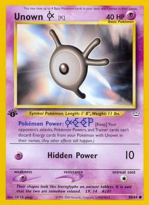 Unown [K] 58/64 - Neo Revelation 1st Edition