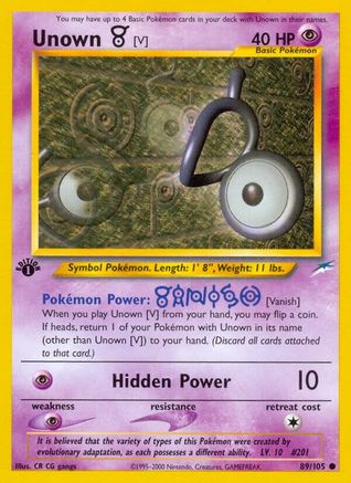 Unown [V] 89/105 - Neo Destiny 1st Edition - Poke-Collect