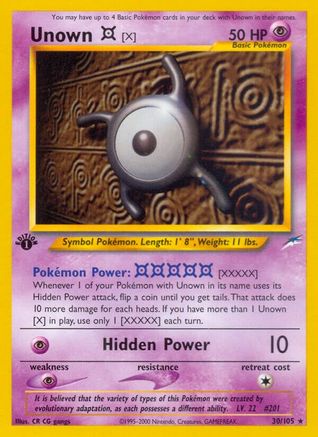 Unown [X] 30/105 - Neo Destiny 1st Edition - Poke-Collect
