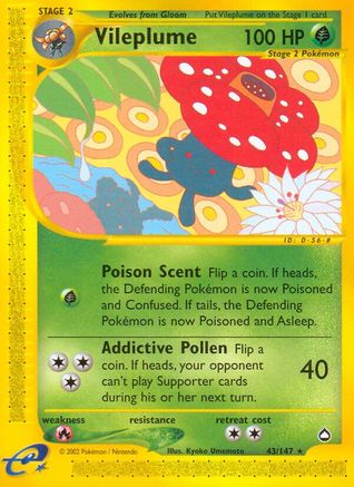 Vileplume 43/147 - Aquapolis Reverse Holofoil - Poke-Collect