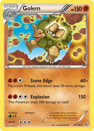 Golem 47/106 - XY  Flashfire Reverse Holofoil - Poke-Collect