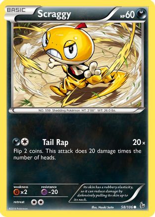 Scraggy 58/106 - Flashfire Reverse Holofoil - Poke-Collect