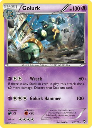 Golurk 43/111 - XY  Furious Fists Reverse Holofoil - Poke-Collect