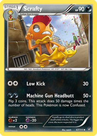 Scrafty 67/111 - XY  Furious Fists Reverse Holofoil - Poke-Collect
